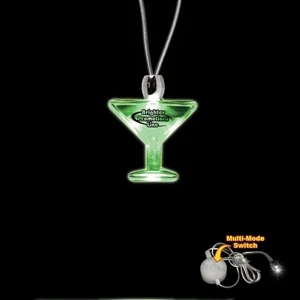 High Quality, Martini Glass Shape Green Light-up Acrylic Pendant On A 24" Necklace