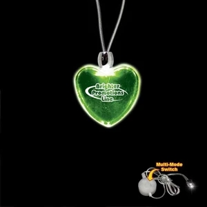 High Quality, Heart Shape Green Light-up Acrylic Pendant On A 24" Necklace