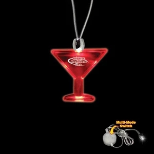 High Quality, Martini Glass Shape Red Light-up Acrylic Pendant On A 24" Necklace