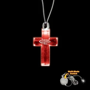 High Quality, Cross Shape Red Light-up Acrylic Pendant On A 24" Necklace