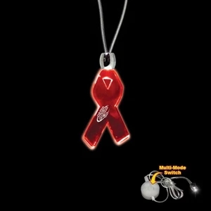 High Quality, Ribbon Shape Red Light-up Acrylic Pendant On A 24" Necklace
