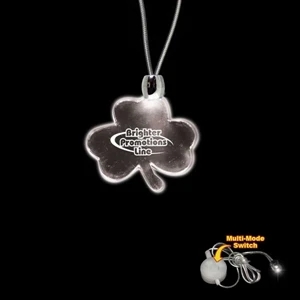 High Quality, Shamrock Shape White Light-up Acrylic Pendant On A 24" Necklace