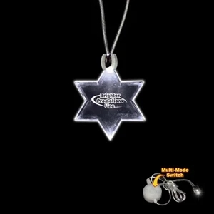 High Quality, Star Of David Shape White Light-up Acrylic Pendant On A 24" Necklace