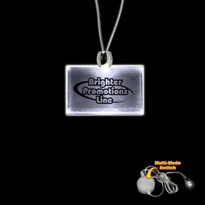 High Quality, Rectangle White Light-up Acrylic Pendant On A 24" Necklace