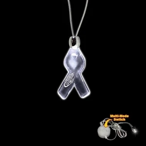 High Quality, Ribbon Shape White Light-up Acrylic Pendant On A 24" Necklace