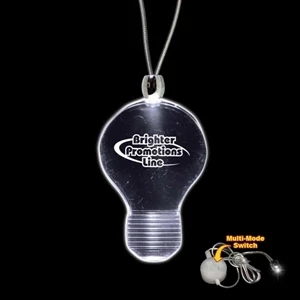 High Quality, Light Bulb Shape White Light-up Acrylic Pendant On A 24" Necklace