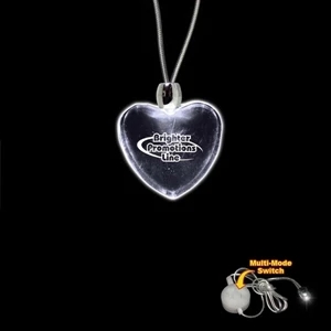 High Quality, Heart Shape White Light-up Acrylic Pendant On A 24" Necklace