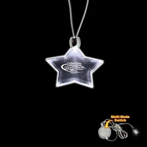 High Quality, Star Shape White Light-up Acrylic Pendant On A 24" Necklace