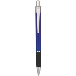 The Viper - Blue - Plunger Action Pen With Rubber Grip And Sleek Design