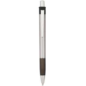 The Viper - Silver - Plunger Action Pen With Rubber Grip And Sleek Design