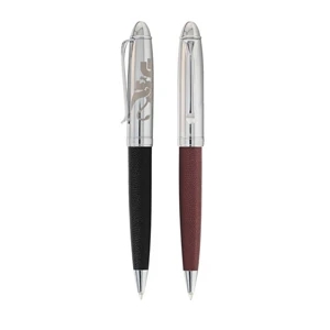 Bic (r) - Ballpoint Twist Style Pen With Fine Leather Barrel And Polished Chrome-plated Trim