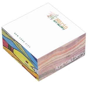 3" X 3" X 1 1/2" - Non-adhesive Notepad Cube With 5 Large Imprint Areas!
