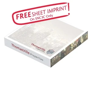 3" X 3" X 1/2" - Eco Friendly Adhesive Notepad Cube With 5 Large Imprint Areas. Made In The Usa
