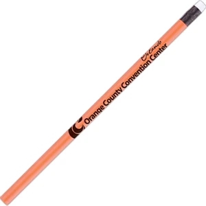 Neon (tm) - Sunset Orange - Neon Round Barrel #2 Core Pencil With White Eraser And Black Ferrule