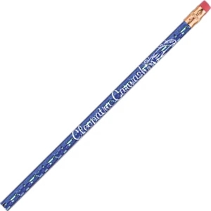Gems (r) - Sapphire Blue - Round Barrel #2 Bonded Core Foil Pencil With Brass-colored Ferrule And Red Eraser