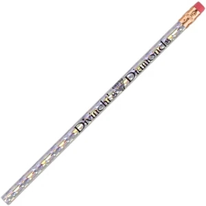 Gems (r) - Assorted Colors - Round Barrel #2 Bonded Core Foil Pencil With Brass-colored Ferrule And Red Eraser