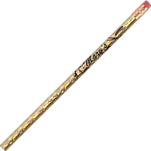 Gems (r) - Gold Topaz - Round Barrel #2 Bonded Core Foil Pencil With Brass-colored Ferrule And Red Eraser