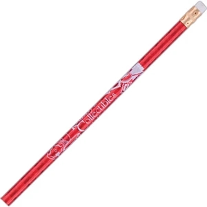 Jewels (tm) - Ruby Red - Round Barrel #2 Bonded Core Foil Pencil With Brass-colored Ferrule And White Eraser