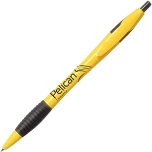 Fiesta (tm) - Yellow - Retractable Ballpoint Pen With Grip Features Bright Colored Barrel With Black Trim