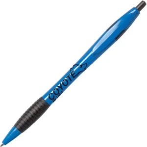 Fiesta (tm) - Blue - Retractable Ballpoint Pen With Grip Features Bright Colored Barrel With Black Trim