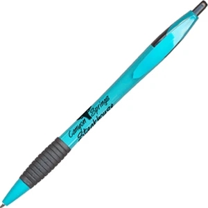 Fiesta (tm) - Teal - Retractable Ballpoint Pen With Grip Features Bright Colored Barrel With Black Trim