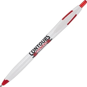 Kontour (tm) - Red - Retractable Ballpoint Pen Shaped For Comfort And Ease Of Use, With Colored Trim