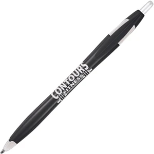 Kontour (tm) - Black-white - Retractable Ballpoint Pen Shaped For Comfort And Ease. Colored Barrel And Trim