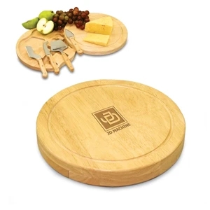 Circo - Circular Cutting Board With 4 Full-tang, Stainless Steel Cheese Tools With Handles