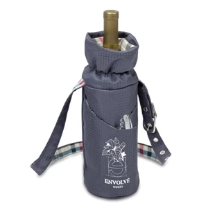 Carnaby Street Collection - Insulated Single-bottle Wine Duffel With Adjustable Strap & Stainless Steel Corkscrew