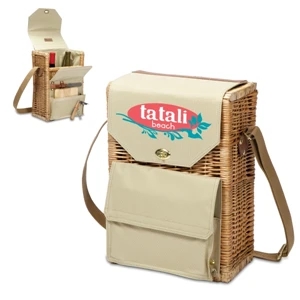 Corsica - Insulated, Two-bottle Wine Basket With Cheese Service And Corkscrew