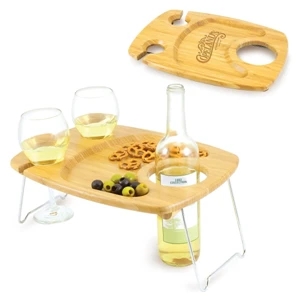 Mesavino - Wine Serving Table With Two Wine Glass Holders & Bottle Slot