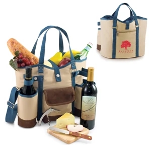 Wine Country - Insulated Two Bottle Wine Tote With Cheese Service And Corkscrew