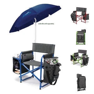 Fusion (r) - Dark Gray-lime - Folding Chair With Backpack Straps, Detachable Cooler, And Fold Out Side Shelves