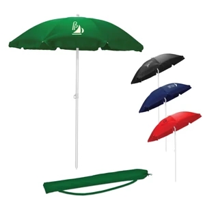 Black - Solid-colored Sun Umbrella With 1.25" Diameter Pole And Tilt Feature