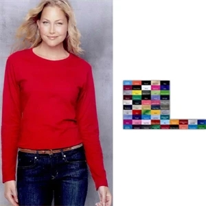 Gildan (r) - Heathers S- X L - Ladies Heavy Cotton Long Sleeve T-shirt With Slightly Tapered Side Seams. Blank