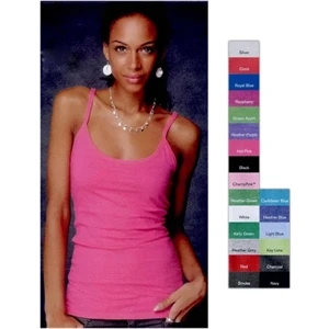 Anvil (r) - Neutrals S- X L - Ladies' Semi Sheer Longer Length Spaghetti Strap Tank Top. Blank Product