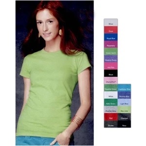 Anvil (r) - Colors S- X L - Ladies' Preshrunk Semi-sheer Crewneck T-shirt. Blank Product