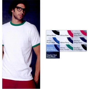 Anvil (r) - Neutrals S- X L - Adult Pre-shrunk, 5.4 Oz 100% Cotton Heavyweight Ringer T-shirt. Blank Product