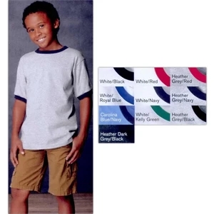 Anvil (r) - Colors - Youth Heavyweight 5.4 Oz Pre-shrunk 100% Cotton Ringer T-shirt. Blank Product