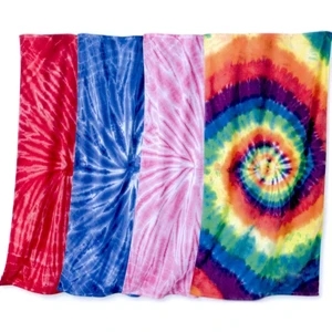 Dynomite Apparel - Beach Towel, 30" X 60" With Rainbow Spirals Tie-dyed Pattern. Blank