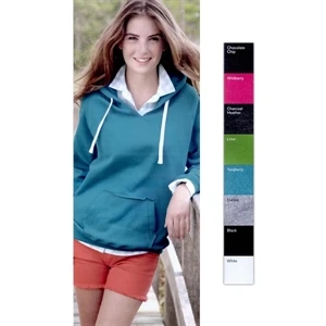 Sydney J. America - S- X L - Ladies' Brushed V-neck Hooded Sweatshirt. Blank Product