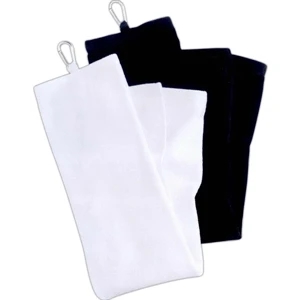 The Carmel Towel Company - Tri-fold Velour Dobby Hemmed Hand Towel With Carabiner Hook. Blank