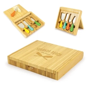 Carnaval - Compact Folding Cutting Board With Four Stainless Steel Cheese Tools