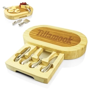 Formaggio - Oval Cutting/cheese Board With Slide-out Drawer & Four Stainless Cheese Tools