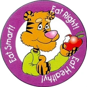 Kids Will Love These 2" Round "eat Smart! Eat Right! Eat Healthy!" Stickers
