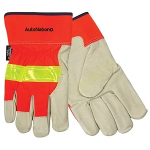 Hi-vis - Insulated Pigskin Gloves With High Visibility Orange Nylon Back