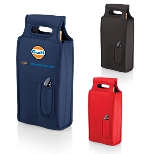 Samba - Black - Insulated Double-bottle Neoprene Wine Tote With Stainless Steel Corkscrew