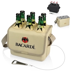 Six-porter - Black - Soft-sided Cooler With Removable Divider, Retractable Bottle Opener & Shoulder Strap