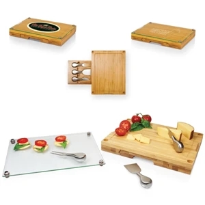 Concerto - Glass-top Cutting Board With Removable Serving Tray Top & Cheese Tools In Drawer