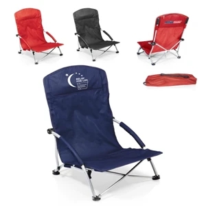 Tranquility - Red - Heavy-duty, Portable Folding Beach Chair With Padded Armrests And Zippered Pocket